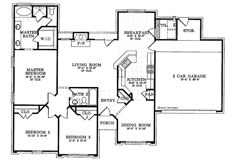 Architectural House Design - Floor Plan - Main Floor for Traditional House Plan #952-160 - 3 bed, 2 bath