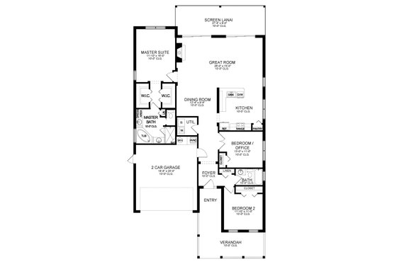 Floor Plan - Main Floor for Ranch House Plan #1058-186 - 3 bed, 2 bath