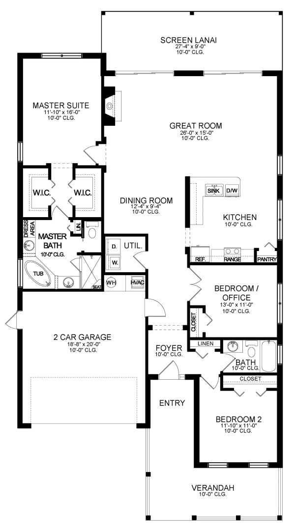 Architectural House Design - Ranch Floor Plan - Main Floor Plan #1058-186