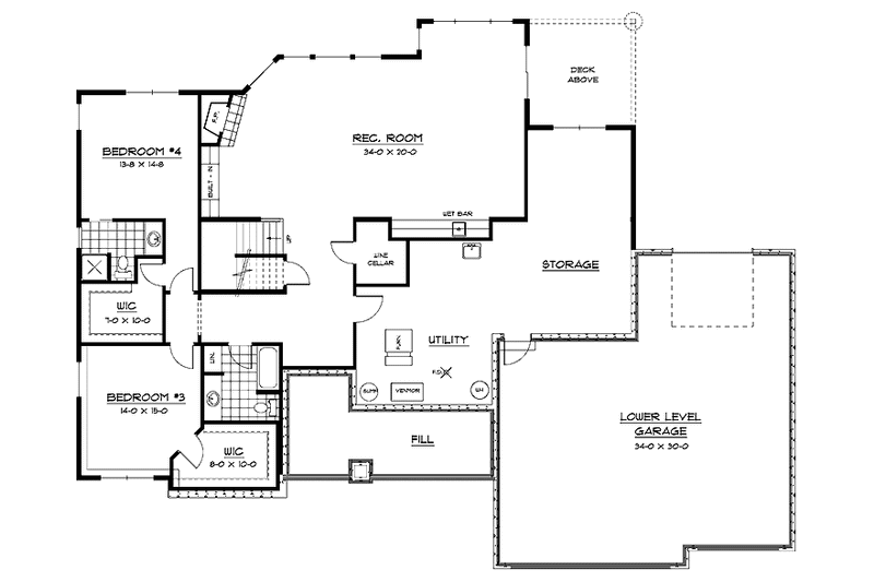 Dream House Plan - Floor Plan - Lower Floor for Traditional House Plan #51-681 - 4 bed, 4.5 bath