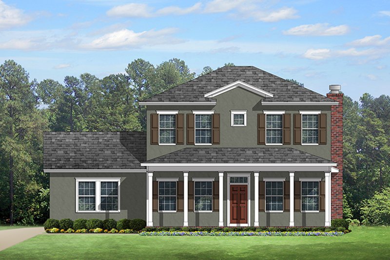 Architectural House Design - Colonial Exterior - Front Elevation Plan #1058-132