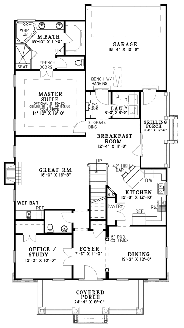 House Plan Design - Craftsman Floor Plan - Main Floor Plan #17-2950