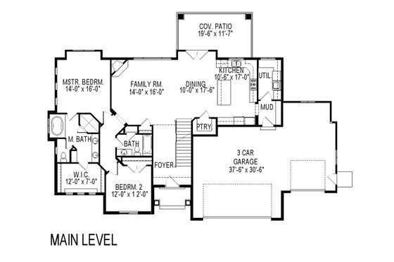 Floor Plan - Main Floor for Craftsman House Plan #920-7 - 6 bed, 4 bath