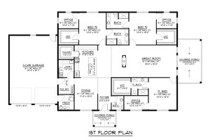Floor Plan - Main Floor for Barndominium House Plan #1064-423 - 3 bed, 3.5 bath