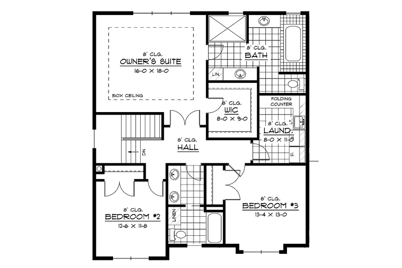 Dream House Plan - Floor Plan - Upper Floor for European House Plan #51-628 - 3 bed, 2.5 bath