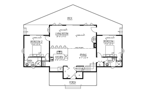 Floor Plan - Main Floor for Contemporary House Plan #1061-8 - 3 bed, 3 bath