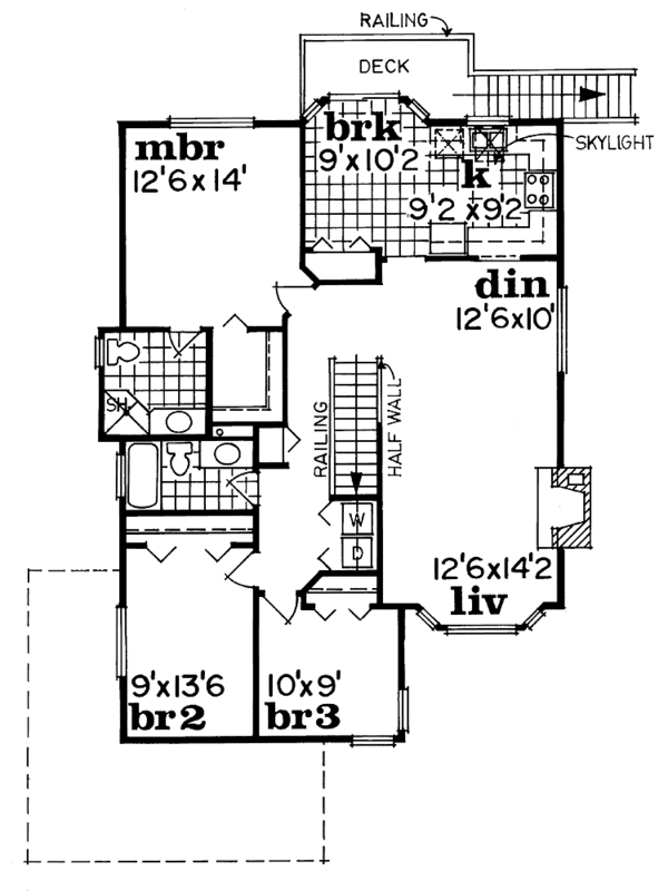 House Blueprint - Contemporary Floor Plan - Upper Floor Plan #47-1043