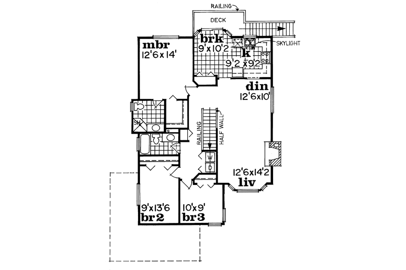 Home Plan - Floor Plan - Upper Floor for Contemporary House Plan #47-1043 - 3 bed, 2 bath