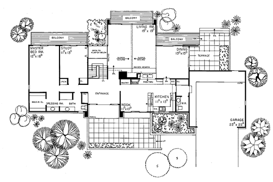 Floor Plan - Main Floor for Contemporary House Plan #72-640 - 3 bed, 0 bath