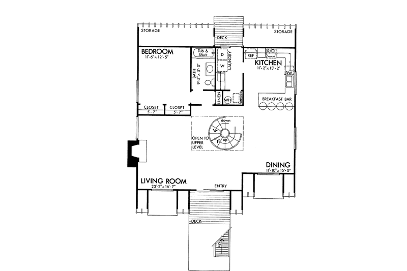 Home Plan - Floor Plan - Main Floor for Contemporary House Plan #320-813 - 3 bed, 2 bath