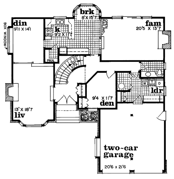 House Blueprint - Tudor Floor Plan - Main Floor Plan #47-708
