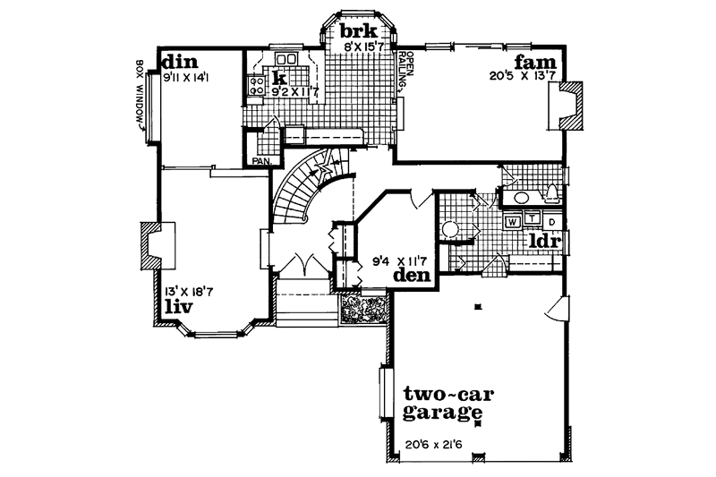 Home Plan - Floor Plan - Main Floor for Tudor House Plan #47-708 - 4 bed, 2.5 bath