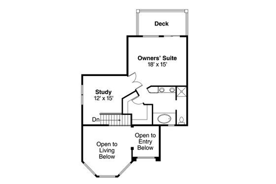 Floor Plan - Upper Floor for Mediterranean House Plan #124-235 - 3 bed, 2.5 bath