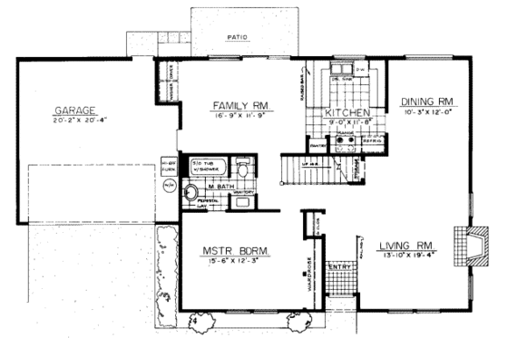 Floor Plan - Main Floor for Traditional House Plan #303-110 - 3 bed, 2 bath