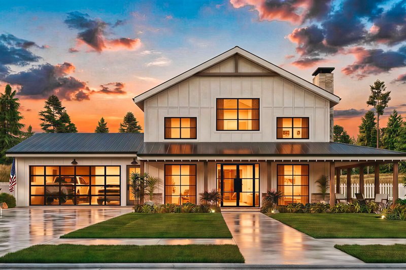 House Blueprint - Exterior - Front Elevation 4 for Farmhouse House Plan #54-687 - 3 bed, 2.5 bath