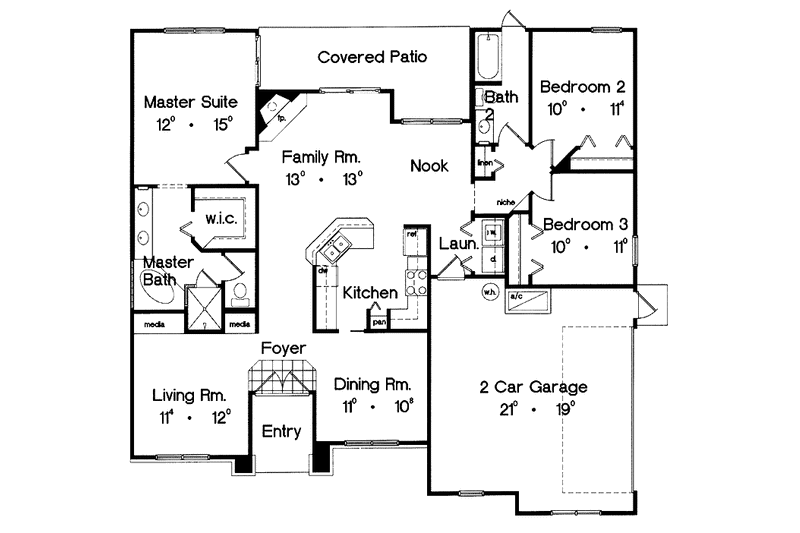Dream House Plan - Floor Plan - Main Floor for Contemporary House Plan #417-584 - 3 bed, 2 bath