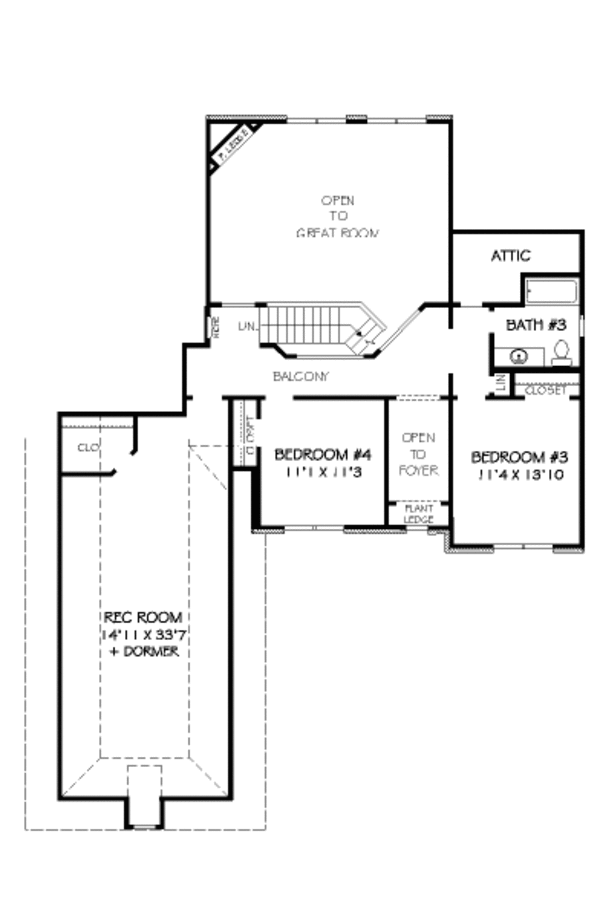 European Floor Plan - Upper Floor Plan #424-342