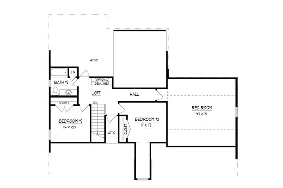 Floor Plan - Upper Floor for European House Plan #424-399 - 3 bed, 2.5 bath