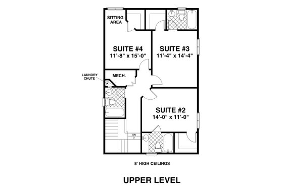 Floor Plan - Upper Floor for Modern House Plan #56-723 - 4 bed, 4.5 bath