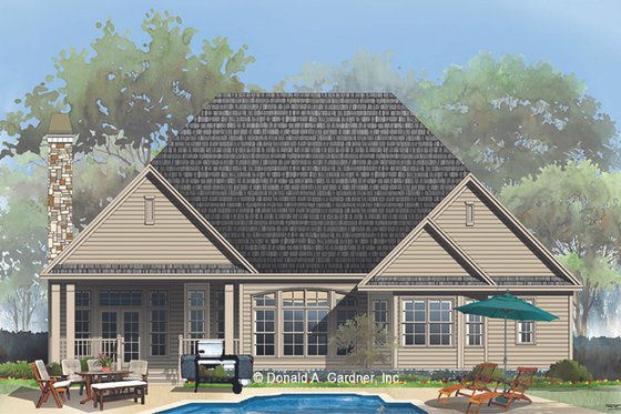 Exterior - Rear Elevation 1 for Craftsman House Plan #929-824 - 4 bed, 3 bath