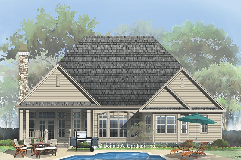Architectural House Design - Exterior - Rear Elevation 1 for Craftsman House Plan #929-824 - 4 bed, 3 bath