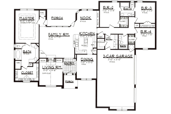 Architectural House Design - European Floor Plan - Main Floor Plan #62-115