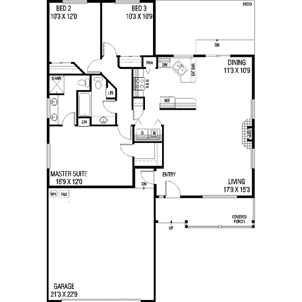 Ranch Floor Plan - Main Floor Plan #60-615
