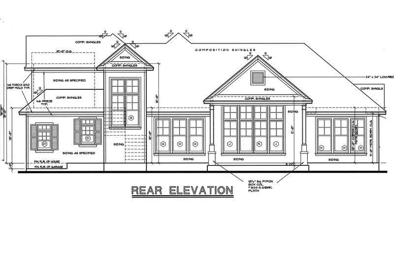 Home Plan - Exterior - Rear Elevation for Traditional House Plan #20-612 - 3 bed, 2.5 bath