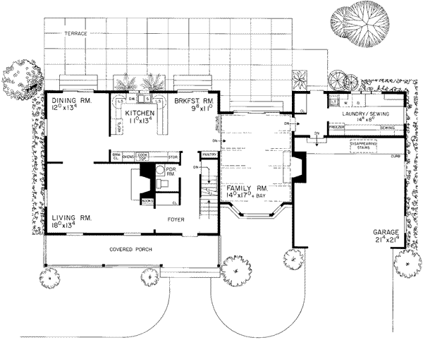Architectural House Design - Country Floor Plan - Main Floor Plan #72-152