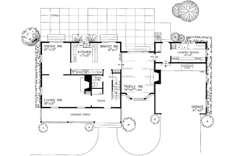 Dream House Plan - Floor Plan - Main Floor for Country House Plan #72-152 - 4 bed, 2.5 bath