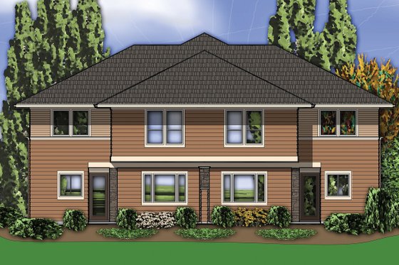 Rear View - 2800 square foot Modern Duplex