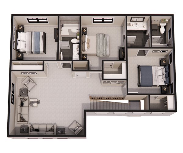 House Blueprint - Farmhouse Floor Plan - Upper Floor Plan #51-1377