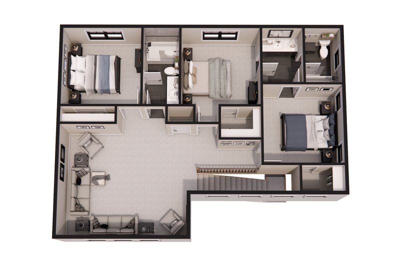 House Design - Floor Plan - Upper Floor 1 for Farmhouse House Plan #51-1377 - 3 bed, 2.5 bath