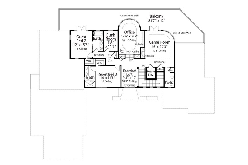 House Blueprint - Floor Plan - Upper Floor for Mediterranean House Plan #938-123 - 5 bed, 4.5 bath
