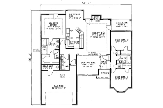 Floor Plan - Main Floor for Traditional House Plan #17-161 - 3 bed, 2 bath