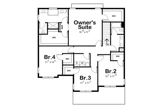 Floor Plan - Upper Floor for Traditional House Plan #20-2196 - 4 bed, 3 bath