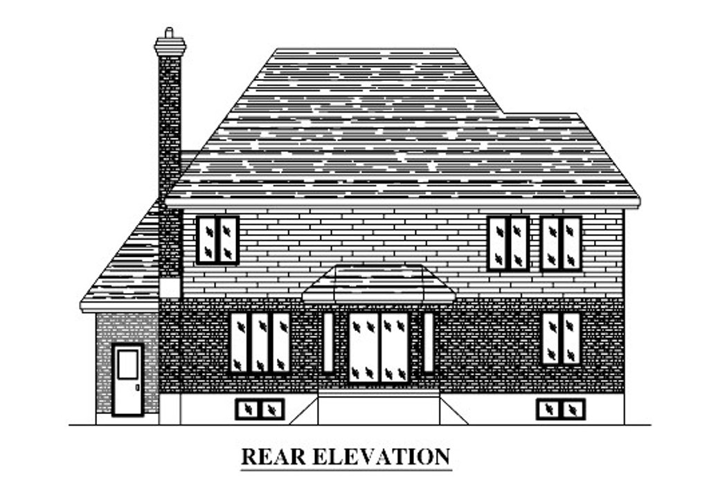 Exterior - Rear Elevation for European House Plan #138-327 - 4 bed, 1.5 bath