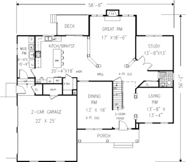 Colonial Floor Plan - Main Floor Plan #3-226