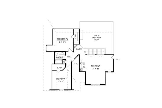Floor Plan - Upper Floor for Traditional House Plan #424-423 - 4 bed, 3 bath