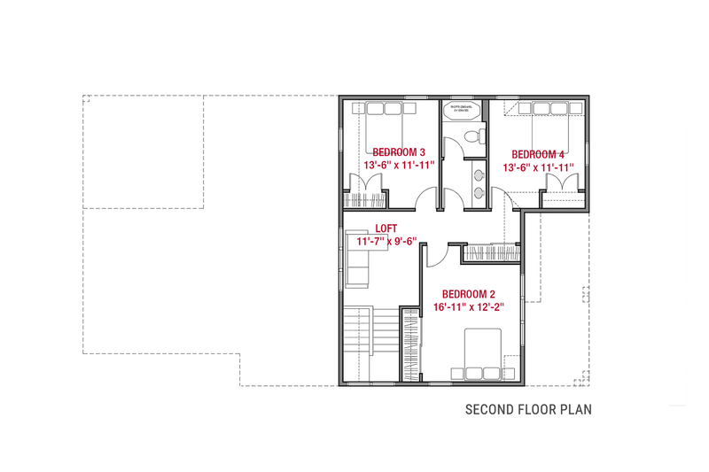 House Plan Design - Floor Plan - Upper Floor for Farmhouse House Plan #1079-4 - 4 bed, 2.5 bath