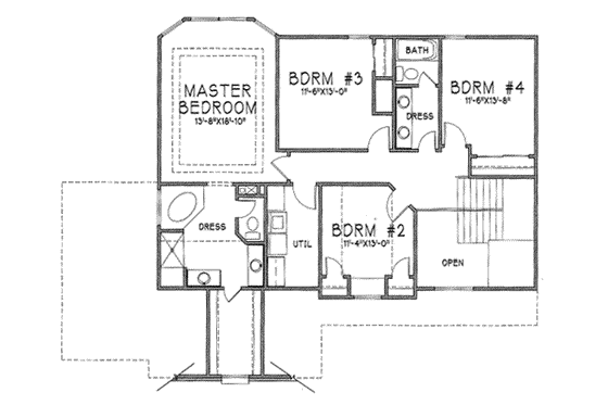 Floor Plan - Upper Floor for Traditional House Plan #6-222 - 4 bed, 2.5 bath