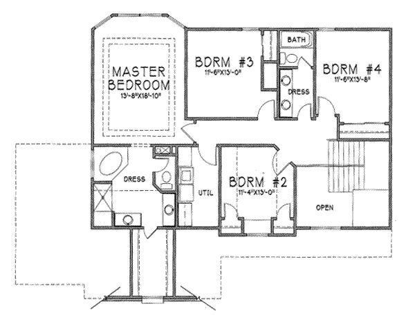 Traditional Floor Plan - Upper Floor Plan #6-222