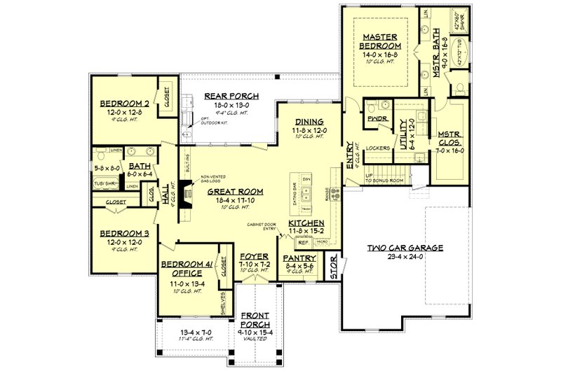 Home Plan - Floor Plan - Main Floor for Farmhouse House Plan #430-184 - 4 bed, 2.5 bath