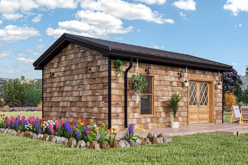 House Blueprint - Exterior - Front Elevation 3 for Cottage House Plan #1106-197 - 1 bed, 1 bath
