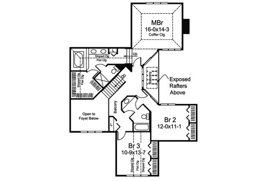 Floor Plan - Upper Floor for Contemporary House Plan #57-700 - 4 bed, 3 bath