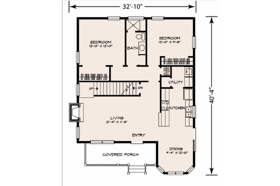 Floor Plan - Main Floor for Country House Plan #140-110 - 3 bed, 2 bath