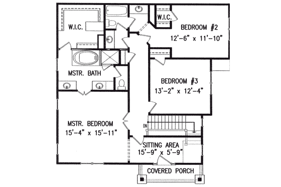 Floor Plan - Upper Floor for Craftsman House Plan #54-124 - 3 bed, 2.5 bath