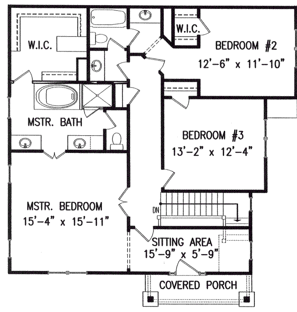 Craftsman Floor Plan - Upper Floor Plan #54-124