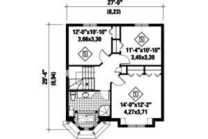 Floor Plan - Upper Floor for European House Plan #25-4471 - 3 bed, 1 bath