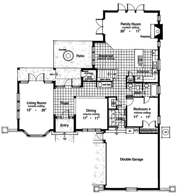 Architectural House Design - Mediterranean Floor Plan - Main Floor Plan #417-500